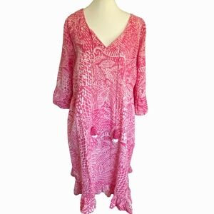 Orientique Naturally Australian Organic Boho Crinkle Oversized Lounge Dress-Sz-L